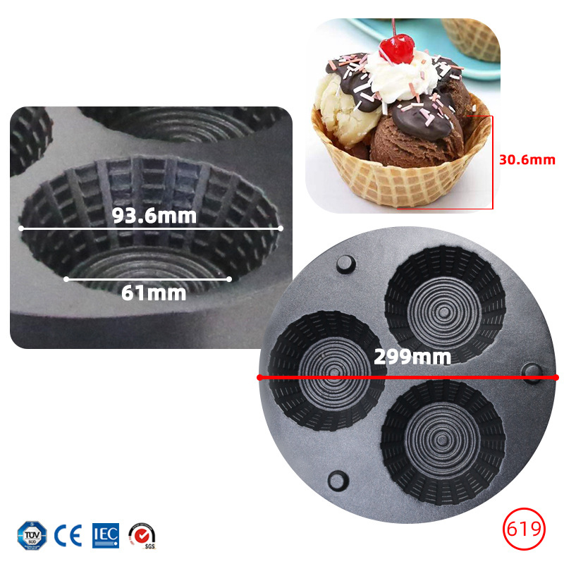 Commercial Triple-Hole Ice Cre - Waffle Maker Commercial recension och pris