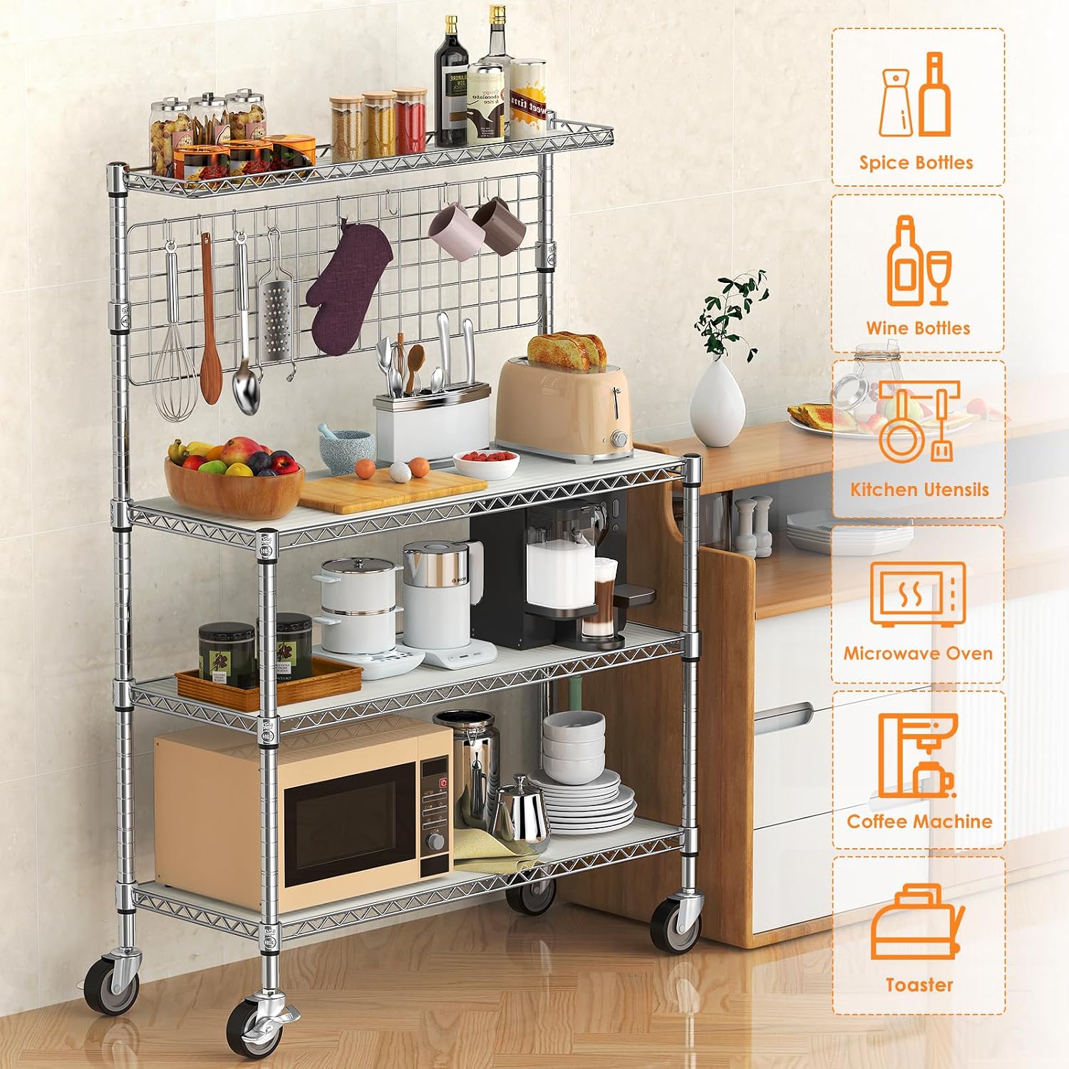 Bakers Rack Display Stand Stor - Commercial Kitchen Microwave recension och pris