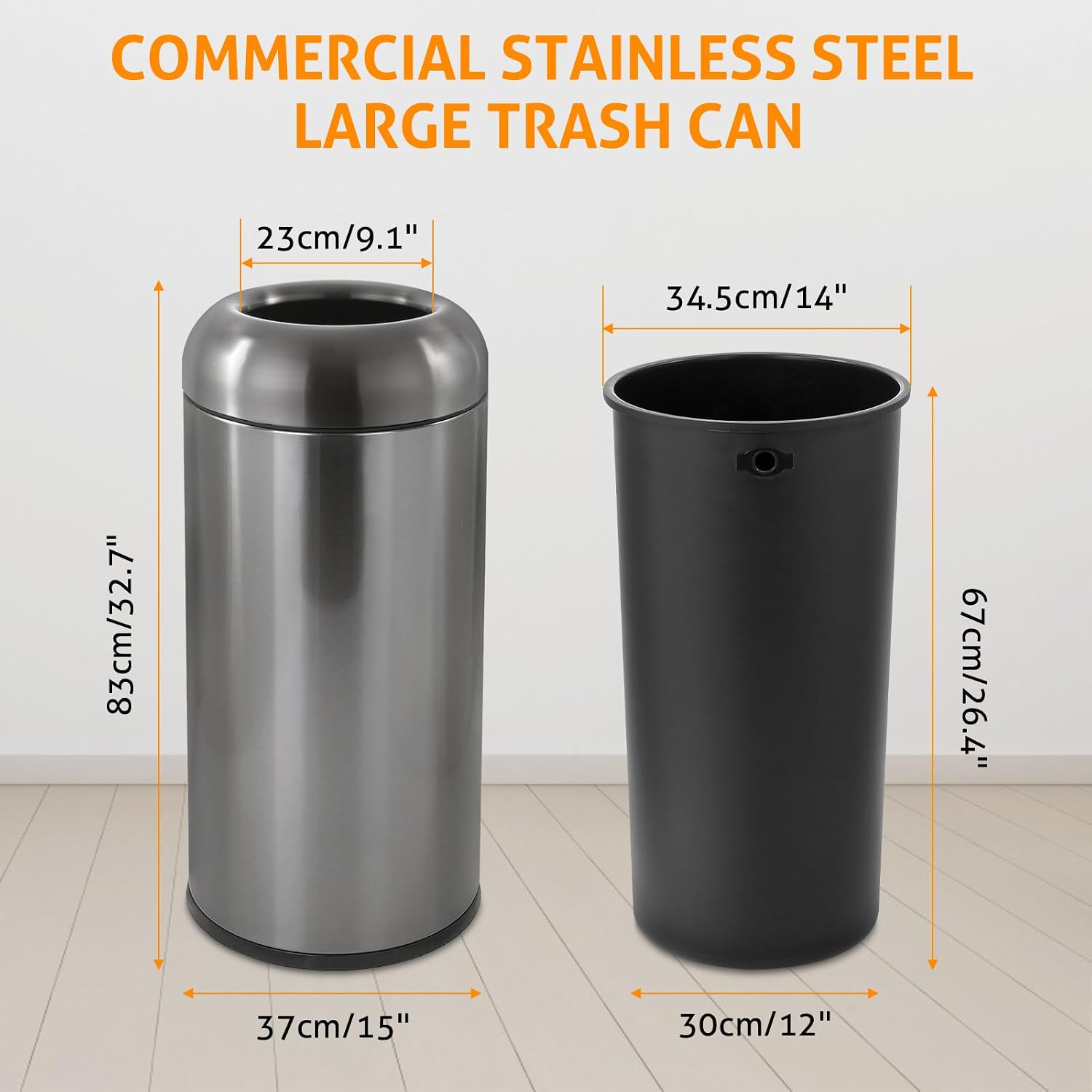 Dark‑Silver 16 Gallon Large Co - Commercial Kitchen Garbage Can recension och pris