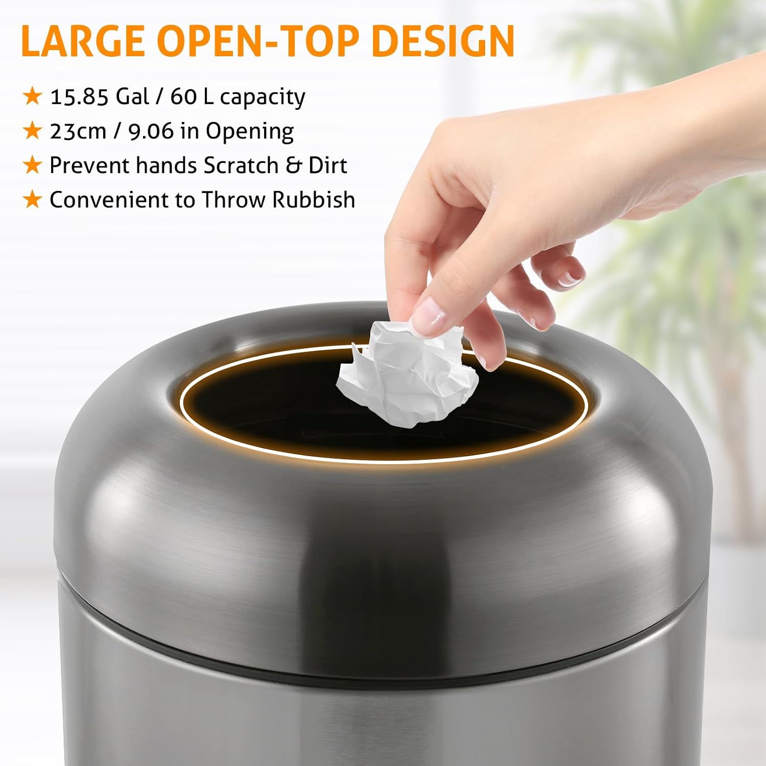 Dark‑Silver 16 Gallon Large Co - Commercial Kitchen Garbage Can recension och pris