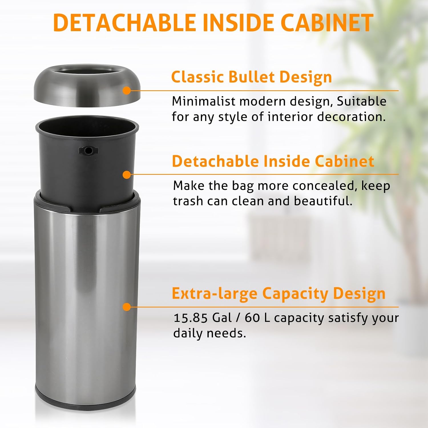 Dark‑Silver 16 Gallon Large Co - Commercial Kitchen Garbage Can recension och pris