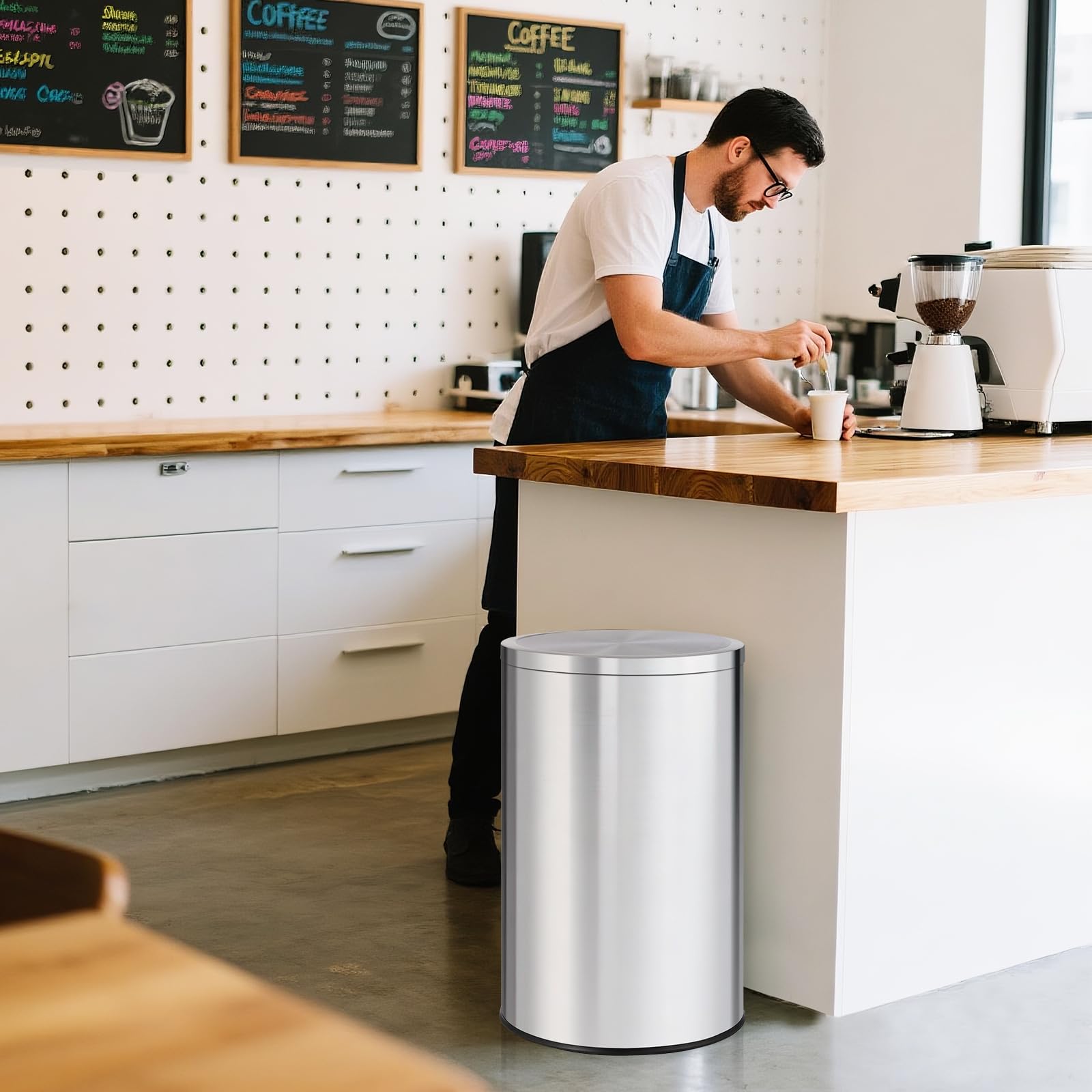 13 Gallon Round Trash Can, Sta - Commercial Kitchen Garbage Can recension och pris
