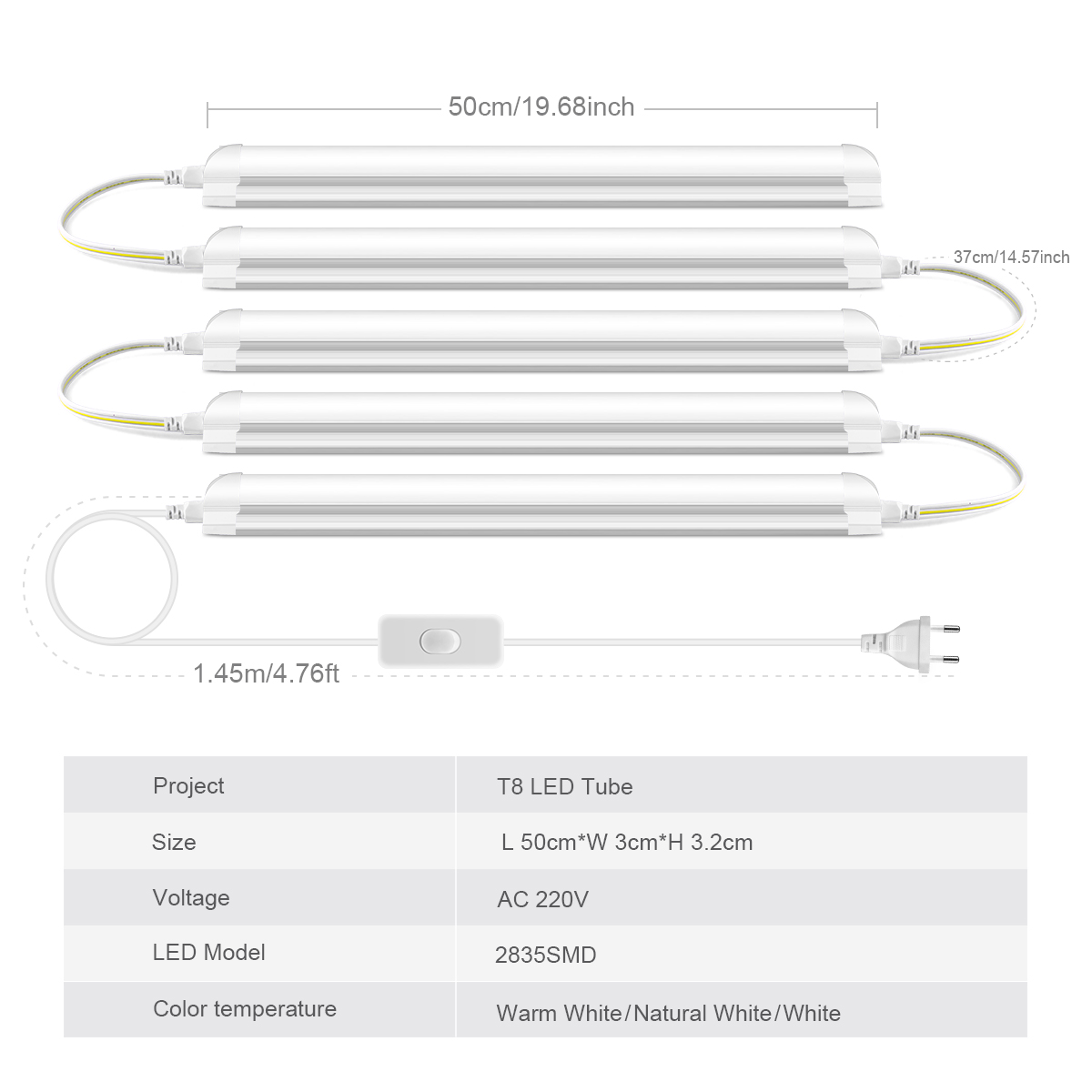 AC220V EU Plug T8 LED Tube Lig - Commercial Kitchen Ceiling recension och pris
