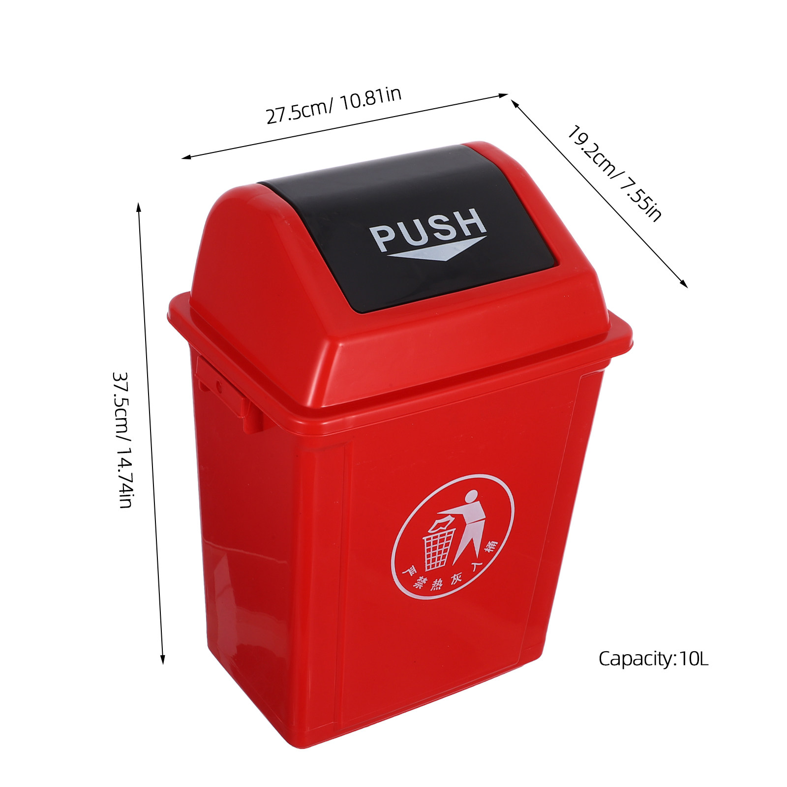 Swing Top Trash Can Red 10L Pl - Commercial Kitchen Garbage Can recension och pris