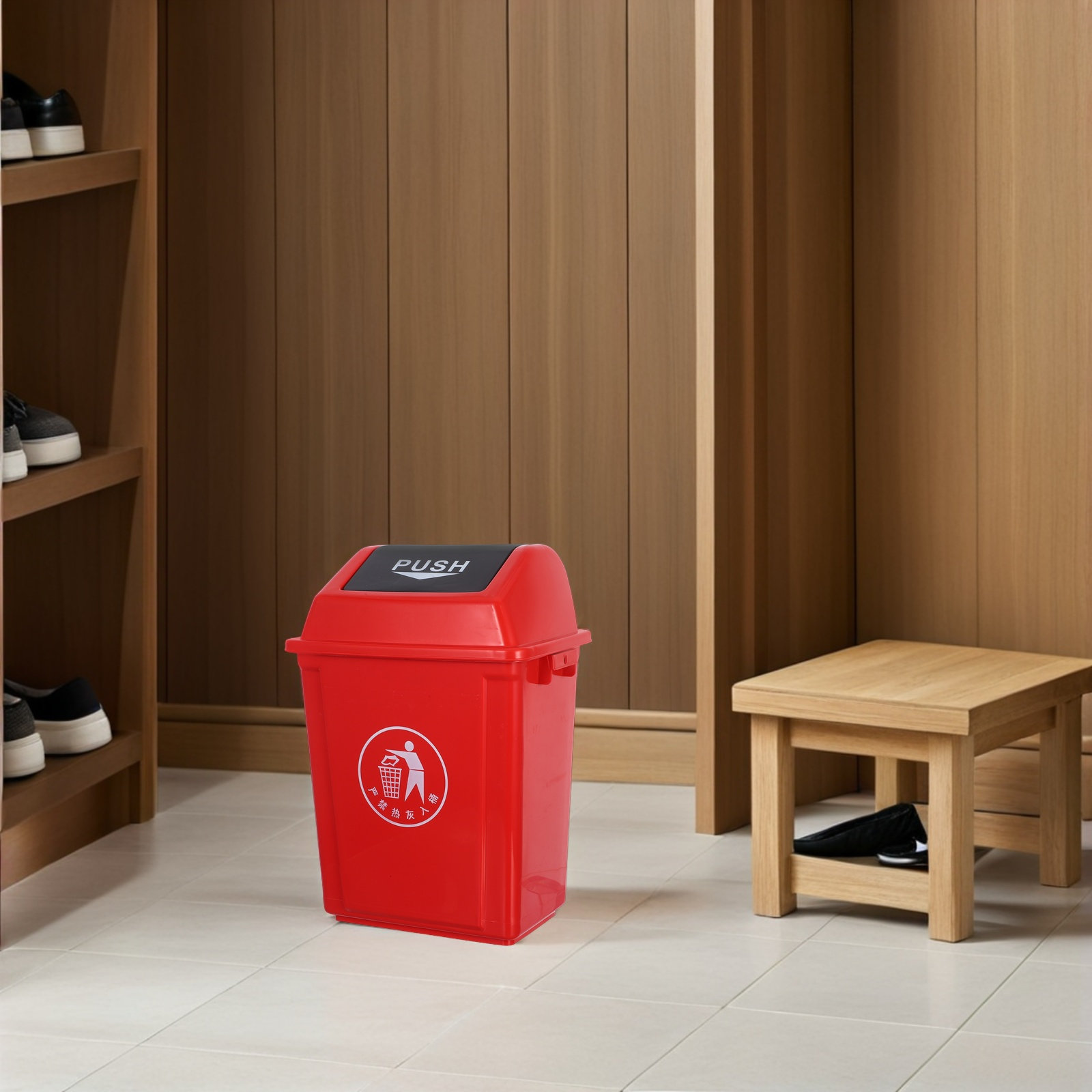 Swing Top Trash Can Red 10L Pl - Commercial Kitchen Garbage Can recension och pris